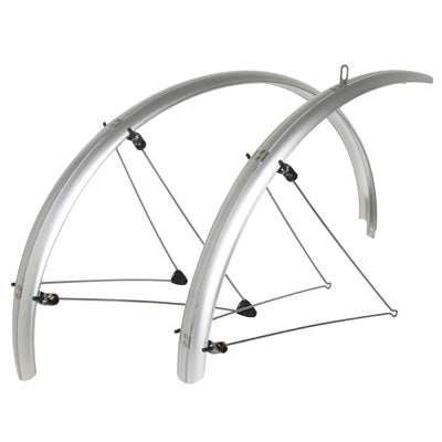 GARDE BOUE CITY-VTC TRINGLES 28'' STRONGLIGHT TOUR 54mm ARGENT (PAIRE) AVEC FIXATION CLASSIC TRINGLES INOX