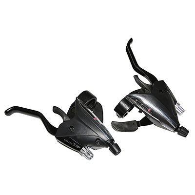 LEVIER-MANETTE VTT PATIN P2R 3x8V. NOIR ALU AZERA V-BRAKE COMPATIBLE SHIMANO (PAIRE)