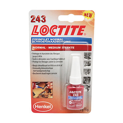 LOCTITE 243 NORMALE DRAADLOCKER MET GEMIDDELDE STERKTE (FLES VAN 5 ML IN BLISTER)