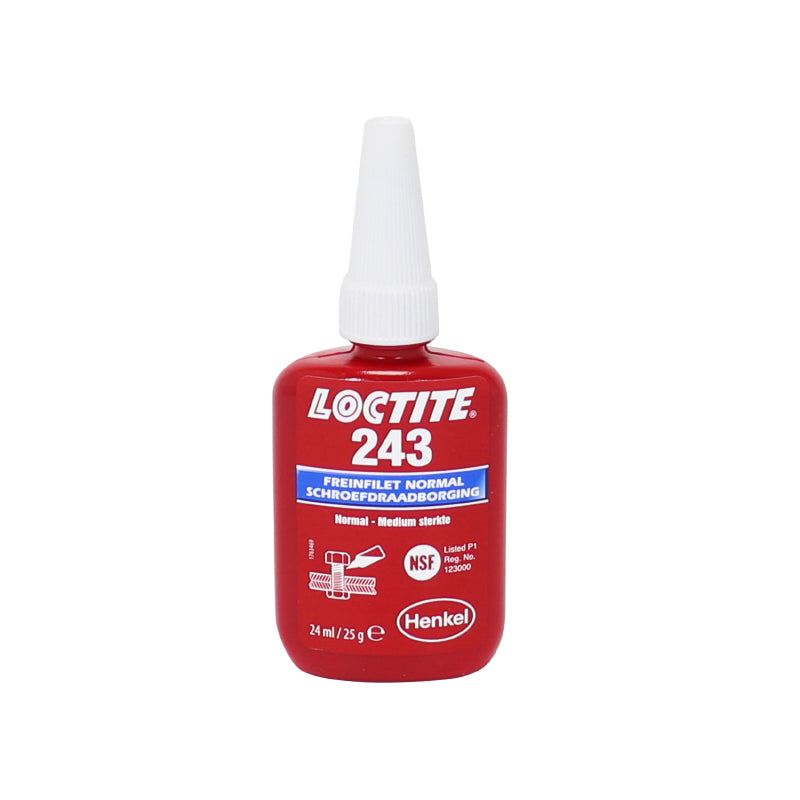 NORMALE LOCTITE 243 DRAADLOCKER MET GEMIDDELDE STERKTE (FLES VAN 24 ML IN BLISTER)