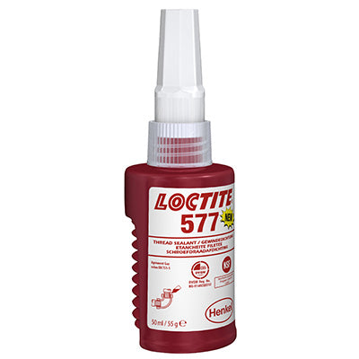 AFDICHTING VAN SCHROEFDRAADFITTINGEN LOCTITE AFDICHTINGSBUIS 577 MET GEMIDDELDE STERKTE (FLES VAN 50 ML)