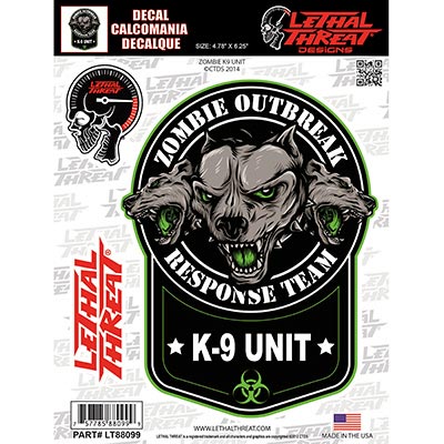 STICKER-STICKER LETHAL THREAT ZOMBIE K9-EENHEID (150x200mm) (LT88099)