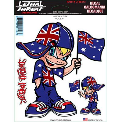 AUTOCOLLANT-STICKER LETHAL THREAT AUSTRALIA DUDE (150x200mm) (LT88413)