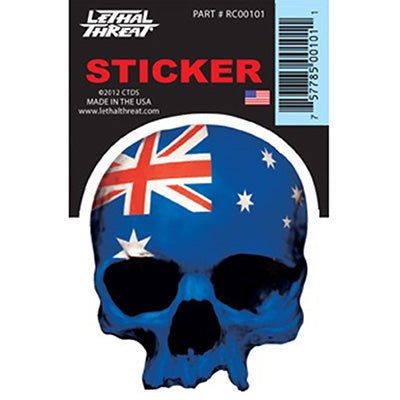 LETHAL THREAT MINI SKULL AUSTRALIA FLAG STICKER (60x80mm)