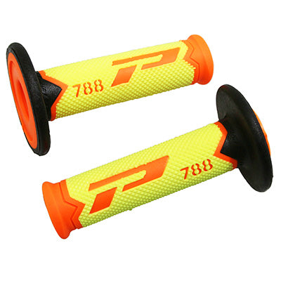 PROGRIP MOTORCYCLE OFF ROAD 788 TRIPLE DENSITY HANDLE COATING SPECIAL EDITION FLUO DESIGN FLUO ORANGE-FLUO YELLOW-BLACK CLOSED END 115mm (CROSS-MX) (PAIR)