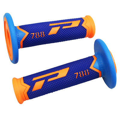 REVETEMENT POIGNEE PROGRIP MOTO OFF ROAD 788 TRIPLE DENSITE SPECIAL EDITION FLUO DESIGN ORANGE FLUO-BLEU LIGHT-BLEU CLOSED END 115mm (CROSS-MX) (PAIRE)