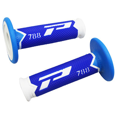 PROGRIP MOTORCYCLE OFF ROAD 788 TRIPLE DENSITY GRIP COATING SPECIAL EDITION WHITE-BLUE-BLUE LIGHT CLOSED END 115mm (CROSS-MX) (PAIR)