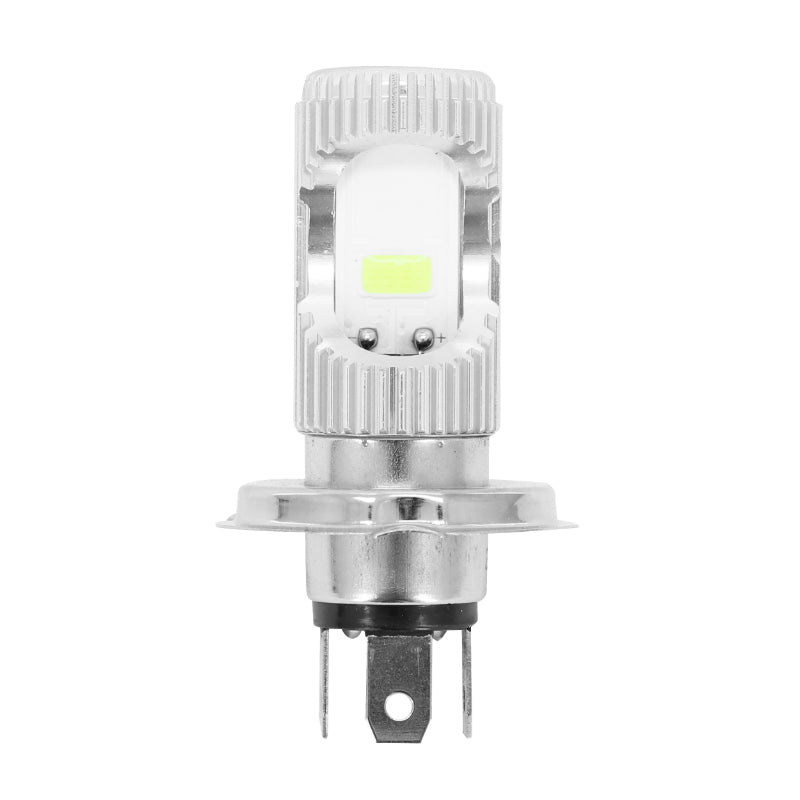 H4 LED LAMP 12V 12W P43t BEHUIZING 300 LUMENS 8000K WITTE SMD VERLICHTING MET ZILVEREN ALU RADIATOR (LICHTCODE) (VERKOCHT PER EENHEID) -REPLAY-