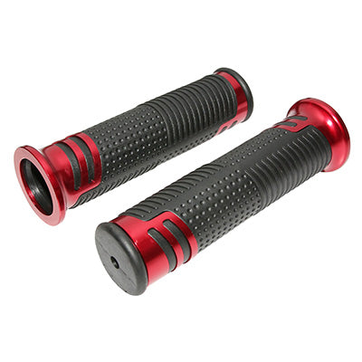 REVETEMENT POIGNEE AVOC MOTO ON ROAD R613 NOIR-ROUGE CLOSED END 127mm (PAIRE)