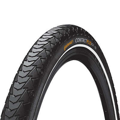 PNEU VTT URBAIN - VAE 26 X 1.75 CONTINENTAL CONTACT PLUS NOIR TR (47-559) RENFORT 5mm HOMOLOGUE VAE e50 FLANC REFLEX