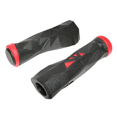 POIGNEE VTT NEWTON PROBIKE ERGONOMIQUE NOIR-ROUGE L130mm (PAIRE)