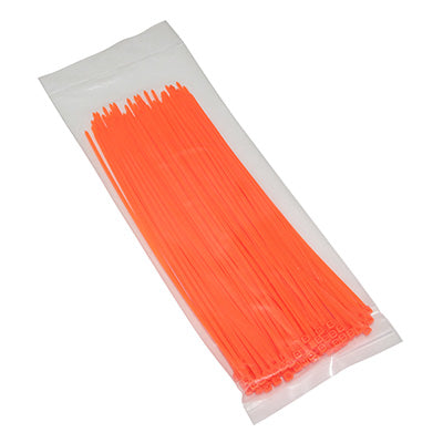 COLLIER DE SERRAGE NYLON TYPE RILSAN 2,5x200mm ORANGE FLUO (VENDU PAR 100)  -P2R-