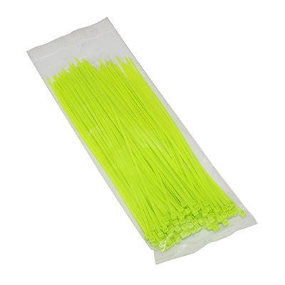 COLLIER DE SERRAGE NYLON TYPE RILSAN 2,5x200mm VERT FLUO (VENDU PAR 100)  -P2R-