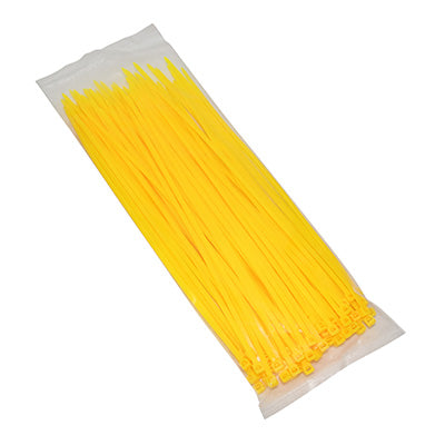 COLLIER DE SERRAGE NYLON TYPE RILSAN 3,6x250mm JAUNE FLUO (VENDU PAR 100)  -P2R-