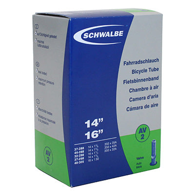 BICYCLE INNER TUBE 350 x 35A - 14" SCHWALBE STANDARD VALVE ALL ALUMINUM (37-288 to 40-305) (AV2)