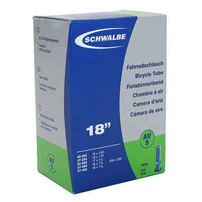 FIETSLUCHTBUIS 450 x 35A - 18" SCHWALBE STANDAARD KLEP ALLES ALU (40-355 tot 37-400) (AV5)