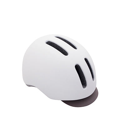 POLISPORT COMMUTER IN-MOLD ADULT CITY BICYCLE HELMET MATT WHITE WITH GREY VISOR SIZE 54-58 QUICK LOCK SYSTEM WITH INTEGRATED LIGHT