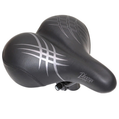 SELLE NEWTON CITY STRACE PHOENIX FEMME RELAXED NOIR 255x225mm AVEC CHARIOT RAIL ACIER NOIR AVEC AMORTISSEUR