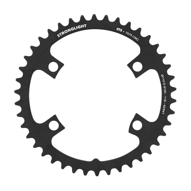 ROAD CHAINRING 4BRA D.110 FOR SHIMANO DURA-ACE 9100 STRONGLIGHT 42TTS INTERIOR BLACK CT2 11V. FOR EXTERIOR 54TTS