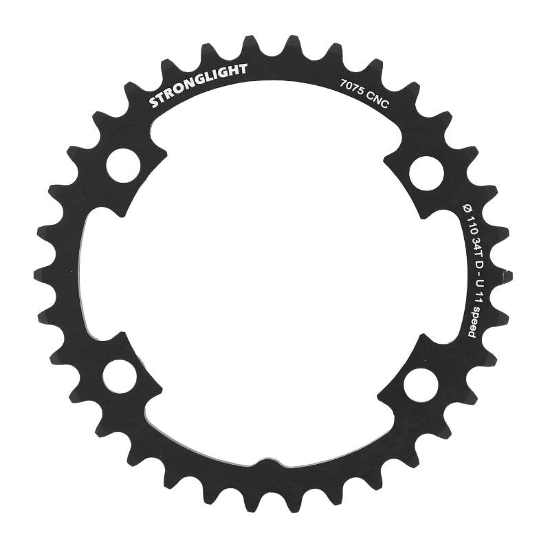 ROAD CHAINRING 4BRA D.110 FOR SHIMANO ULTEGRA 6800 STRONGLIGHT 34DTS INTERIOR COMPATIBLE DURA-ACE 9000 BLACK ALU 7075 11V.