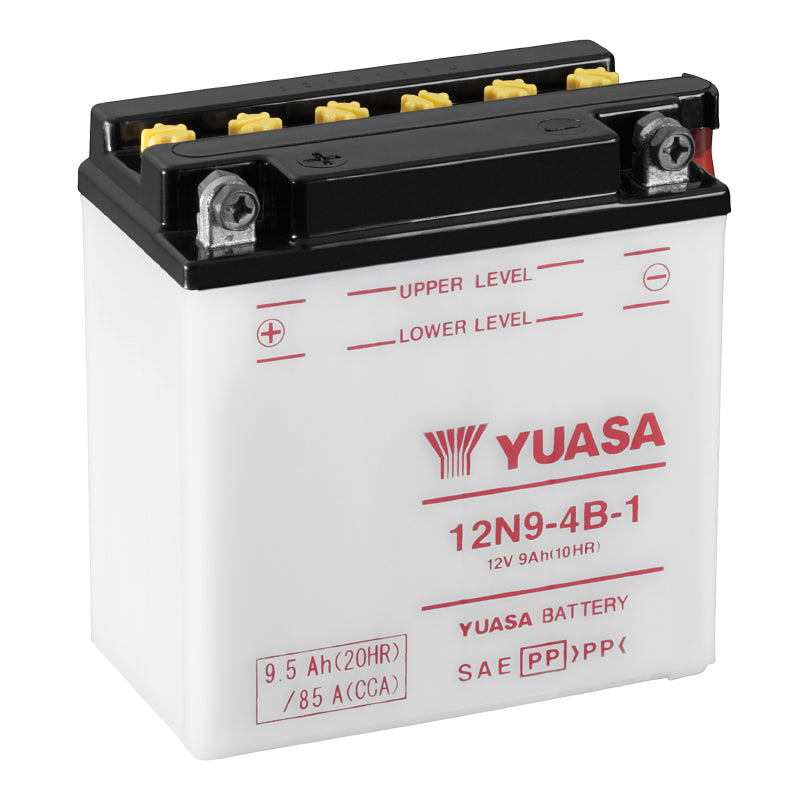 BATTERIE 12V  9 Ah YUASA 12N9-4B-1 YUASA CONVENTIONNELLE AVEC ENTRETIEN  (Lg135xL75xH139mm)