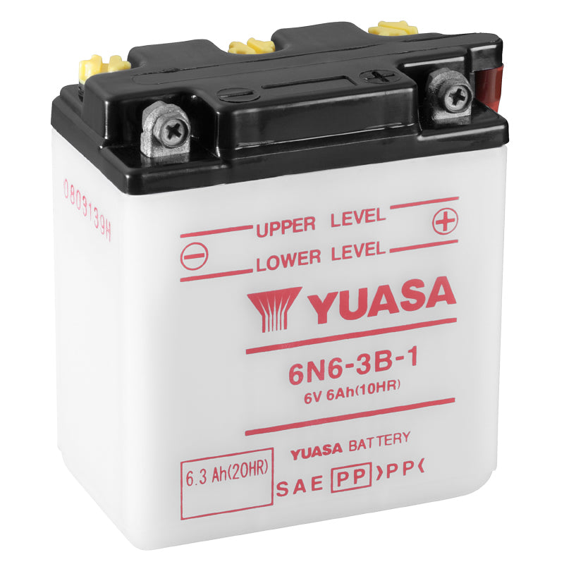 BATTERIE  6V  6 Ah  6N6-3B-1 YUASA CONVENTIONNELLE AVEC ENTRETIEN  (Lg99xL57xH111mm)