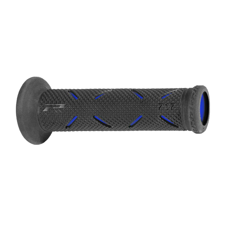 REVETEMENT POIGNEE PROGRIP MOTO ON ROAD 717 DOUBLE DENSITE NOIR-BLEU OPEN END 122mm (PAIRE)