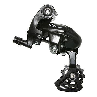 DERAILLEUR ROUTE ARRIERE MICROSHIFT 7-8V. CHAPE COURTE A VIS (COMPATIBLE SHIMANO)