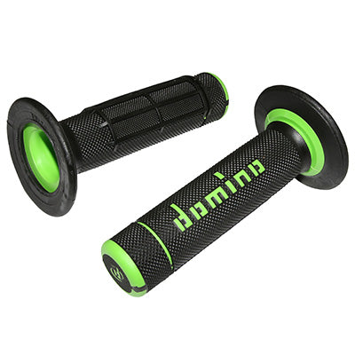 DOMINO MOTO OFF ROAD A020 ​​BLACK-GREEN CLOSED END HANDLE COVER 120-123mm (PAIR)