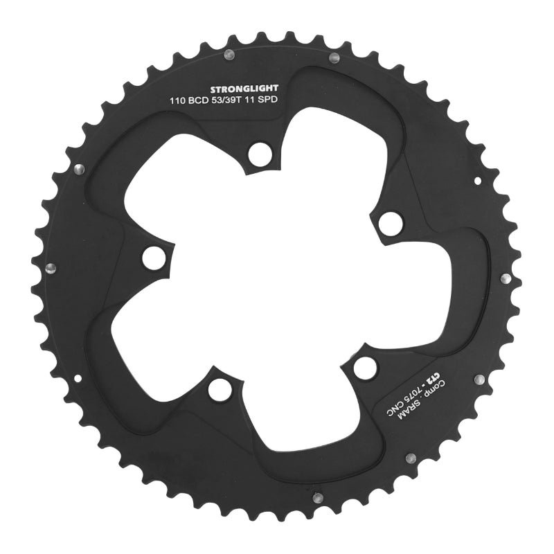 ROAD CHAINRING 5BRA D.110 STRONGLIGHT CT2 SRAM 53TTS OUTER BLACK FOR RED-FORCE-RIVAL 11V. (FOR INTERNAL 39TTS)