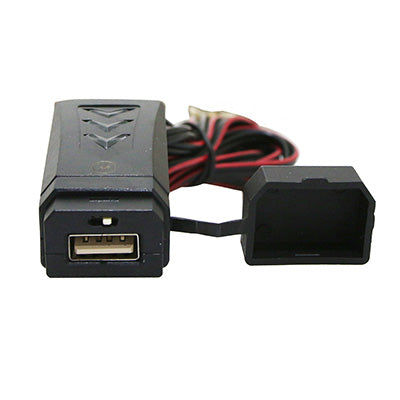 AVOC 12V 2A USB-LADER MET SCHAKELAAR + STUUR- EN CARROSSERIEBEVESTIGING (WATERDICHT) (LANG 57 mm - BREEDTE 25 mm - HOOGTE 22 mm)