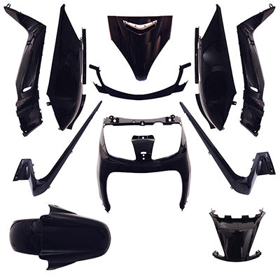 CARROSSERIE-CARENAGE MAXISCOOTER ADAPTABLE YAMAHA 125-250 XMAX 2006+2009 - MBK 125-250 SKYCRUISER 2006+2009 NOIR BRILLANT (KIT 11 PIECES)  -P2R-