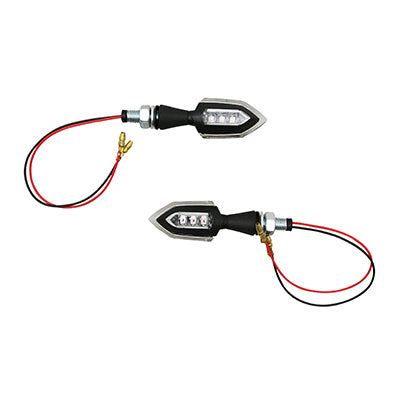 MOTORFIETS LED INDICATOR AVOC OSAKA 3 LEDS TRANSPARANT-ZWART ALU BASIS (L 61mm - H 23mm - L 15mm)