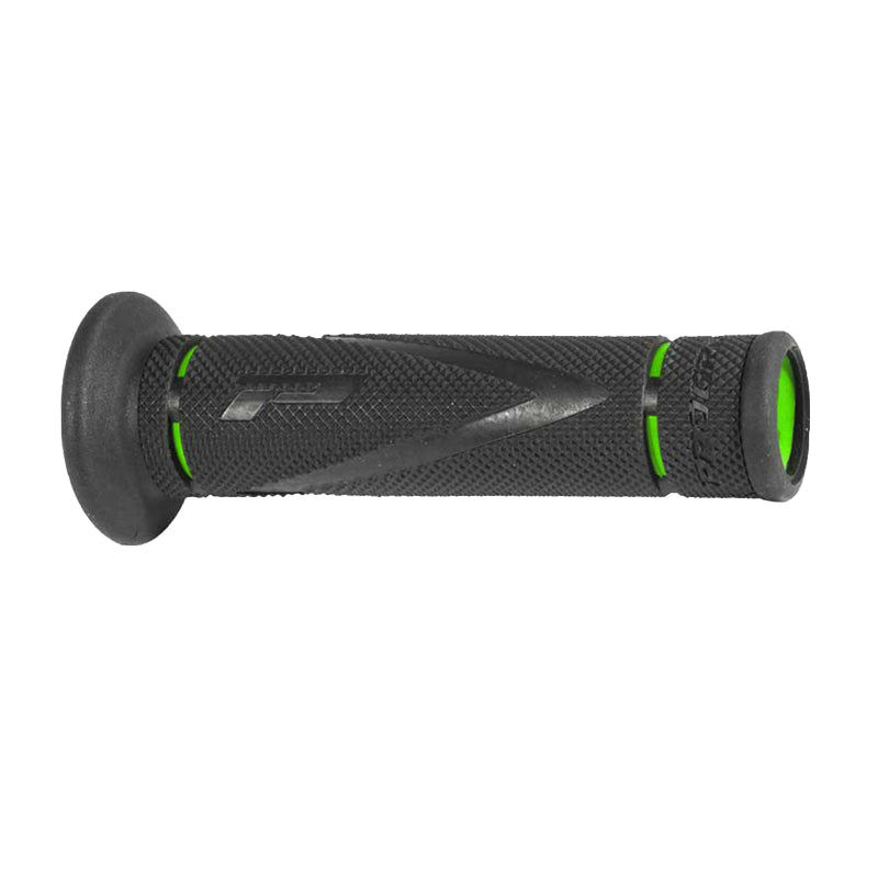 REVETEMENT POIGNEE PROGRIP MOTO ON ROAD 838 DOUBLE DENSITE NOIR-VERT OPEN END 122mm (PAIRE)