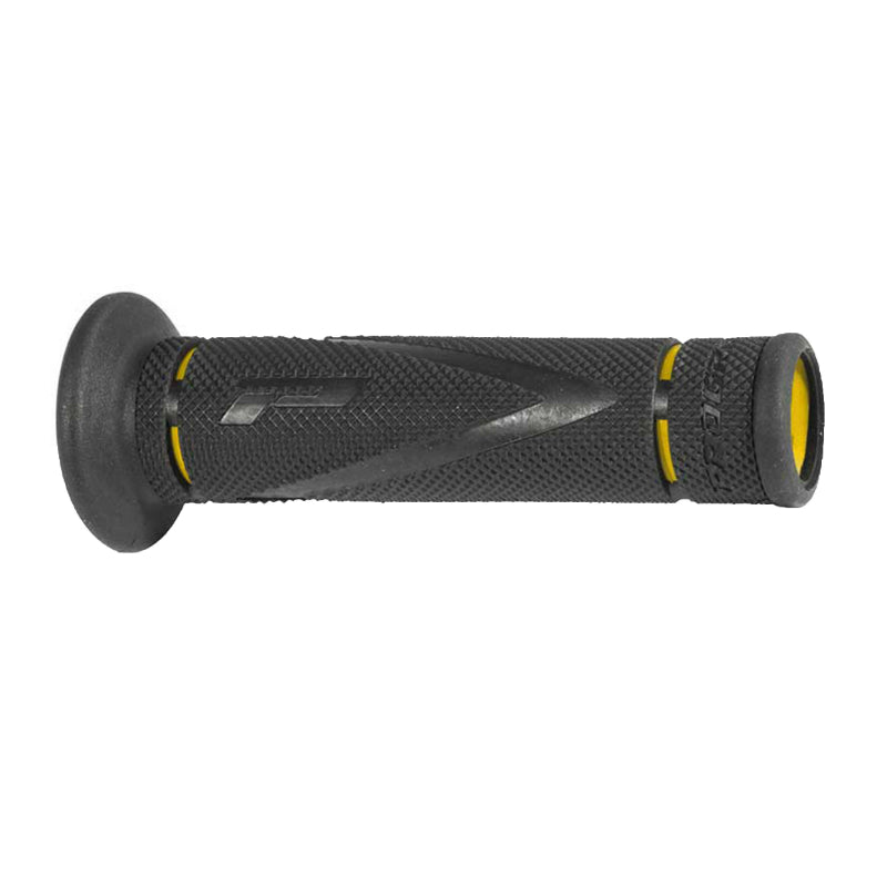 REVETEMENT POIGNEE PROGRIP MOTO ON ROAD 838 DOUBLE DENSITE NOIR-JAUNE OPEN END 122mm (PAIRE)