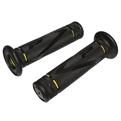 REVETEMENT POIGNEE PROGRIP MOTO ON ROAD 838 DOUBLE DENSITE NOIR-JAUNE CLOSED END 122mm (PAIRE)