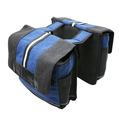 NEWTON VIB DUBBELE FIETSACHTERTAS MET REGENBESCHERMING 20L ZWART-JEANBLAUW (BEVESTIGING OP BAGAGEREK L 35,5xl12xh30cm) (PAAR)