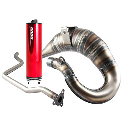 50 EXHAUST BOX VOCA CROSS ROOKIE FOR MBK 50 X-LIMIT-YAMAHA 50 DTR (HIGH PASSAGE - RED ALUMINUM SILENCER)