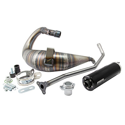 50 VOCA CROSS ROOKIE GEARBOX EXHAUST FOR DERBI 50 SENDA, SENDA DRD-APRILIA 50 RX, SX (HIGH PASSAGE - BLACK ALUMINUM SILENCER)