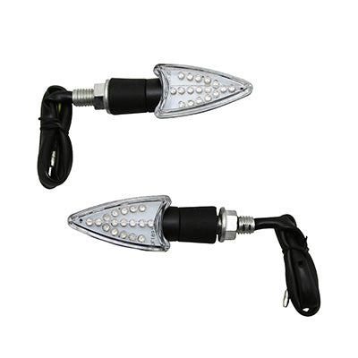 CLIGNOTANT MOTO AVOC HINO 17 LEDS BASE ABS TRANSPARENT-NOIR 17 LEDS (L 58mm - H 28mm - L 45mm) (HOMOLOGUE ECE) (PAIRE)