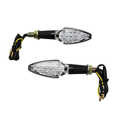 CLIGNOTANT MOTO AVOC FUKA 15 LEDS BASE ABS TRANSPARENT-NOIR (L 95mm - H 30mm - L 30mm) (HOMOLOGUE ECE) (PAIRE)