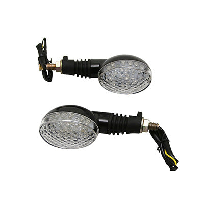 CLIGNOTANT MOTO AVOC ISUMI 18 LEDS BASE ABS TRANSPARENT-NOIR (L 110mm - H 43mm - L 54mm) (HOMOLOGUE ECE) (PAIRE)