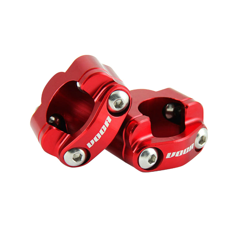 VOCA HB28 UNIVERSAL HANDLEBAR BRIDGE ALU CNC ADAPTER DIAM 28.6mm RED (MOUNTING CENTRE DISTANCE 32.20 TO 34.80mm) (PAIR)