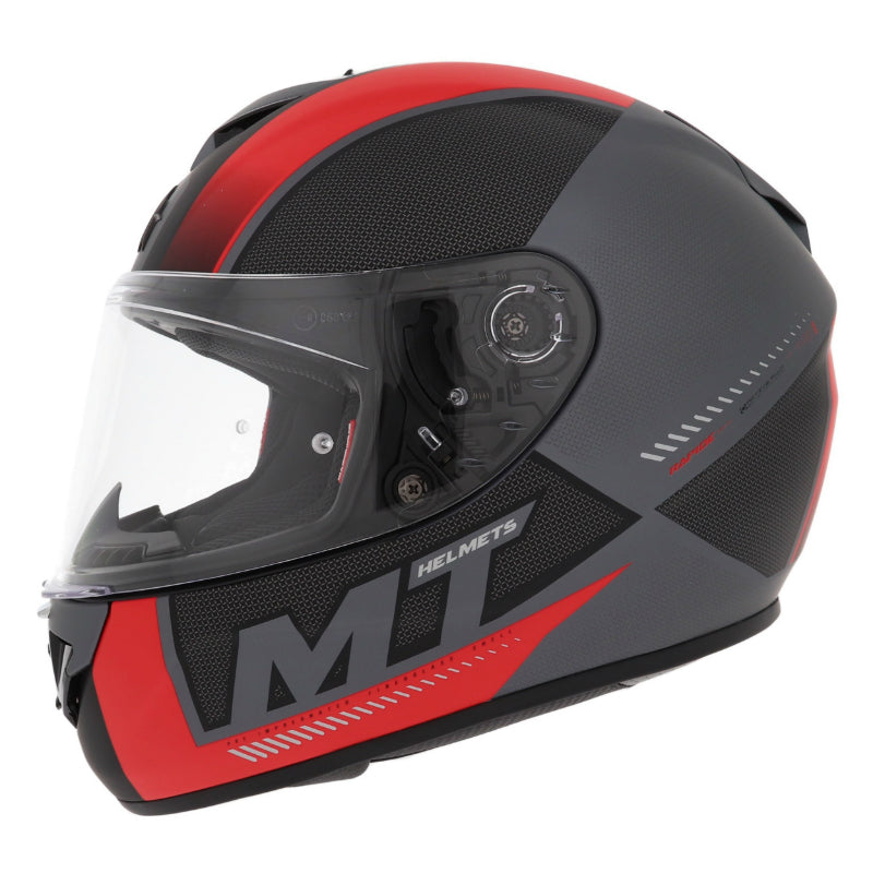 CASQUE INTEGRAL MT RAPIDE OVERTAKE GRIS-ROUGE MAT L  (CALOTTE FIBRE SIMPLE ECRAN PINLOCK READY)