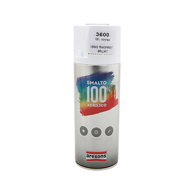 BOMBE DE PEINTURE AREXONS ACRYLIQUE 100 VERNIS TRANSPARENT BRILLANT AEROSOL 400 ml (3600)