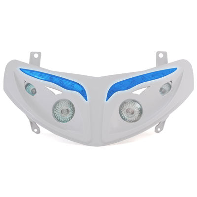 DOUBLE OPTIQUE SCOOT REPLAY RR8 POUR PEUGEOT 50 SPEEDFIGHT-II BLANC AVEC LEDS BLEU **