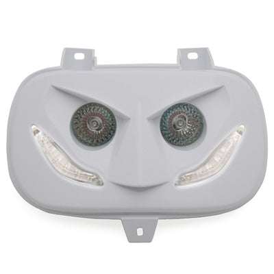 DOUBLE OPTIQUE SCOOT REPLAY RR8 POUR MBK 50 BOOSTER 1999+2003-YAMAHA 50 BWS 1999+2003 BLANC AVEC LEDS BLANCHES **