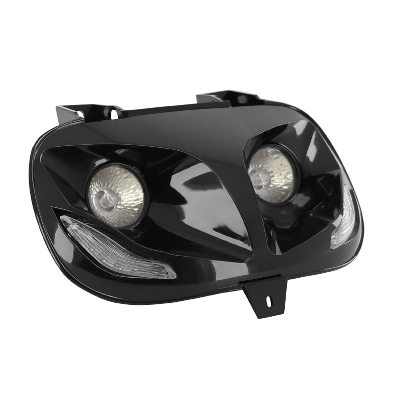 DOUBLE OPTIQUE SCOOT REPLAY RR8 POUR MBK 50 BOOSTER 1999+2003-YAMAHA 50 BWS 1999+2003 NOIR AVEC LEDS BLEU **