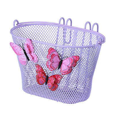 BASIL JASMIN PURPLE STEEL CHILDREN'S FRONT BASKET FOR 12 TO 20 INCHES HOOKS FIXING (26x16x15 cm)