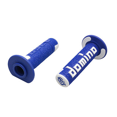 DOMINO MOTO OFF ROAD A360 GRIP BEDEKKING BLAUW-WIT GESLOTEN EINDE 120-123mm (PAAR)